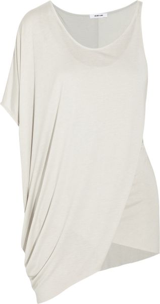 Helmut Lang Asymmetric Jersey Top in Gray - Lyst