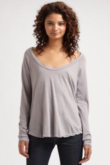 James Perse Cotton Scoopneck Raglan Top - Lyst