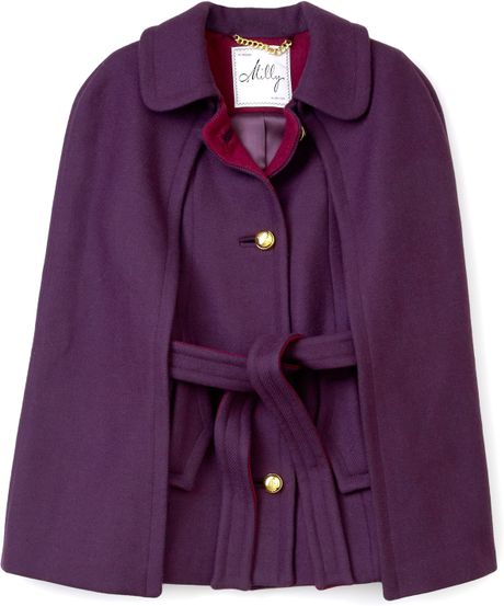 Milly Purple Sienne Belted Cape in Purple - Lyst