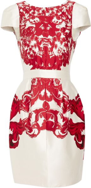 Tibi Cream Rococo Print Cap Sleeve Dress - Lyst