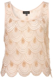 Topshop Scallop Embellished Crop Vest - Lyst