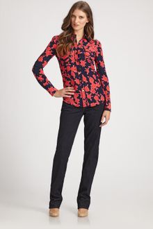 Tory Burch Stella Ruffle-front Silk Blouse - Lyst