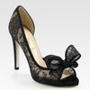 Valentino Semisheer Lace Peep Toe Bow Pumps in Black - Lyst