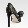 Valentino Semisheer Lace Peep Toe Bow Pumps in Black - Lyst