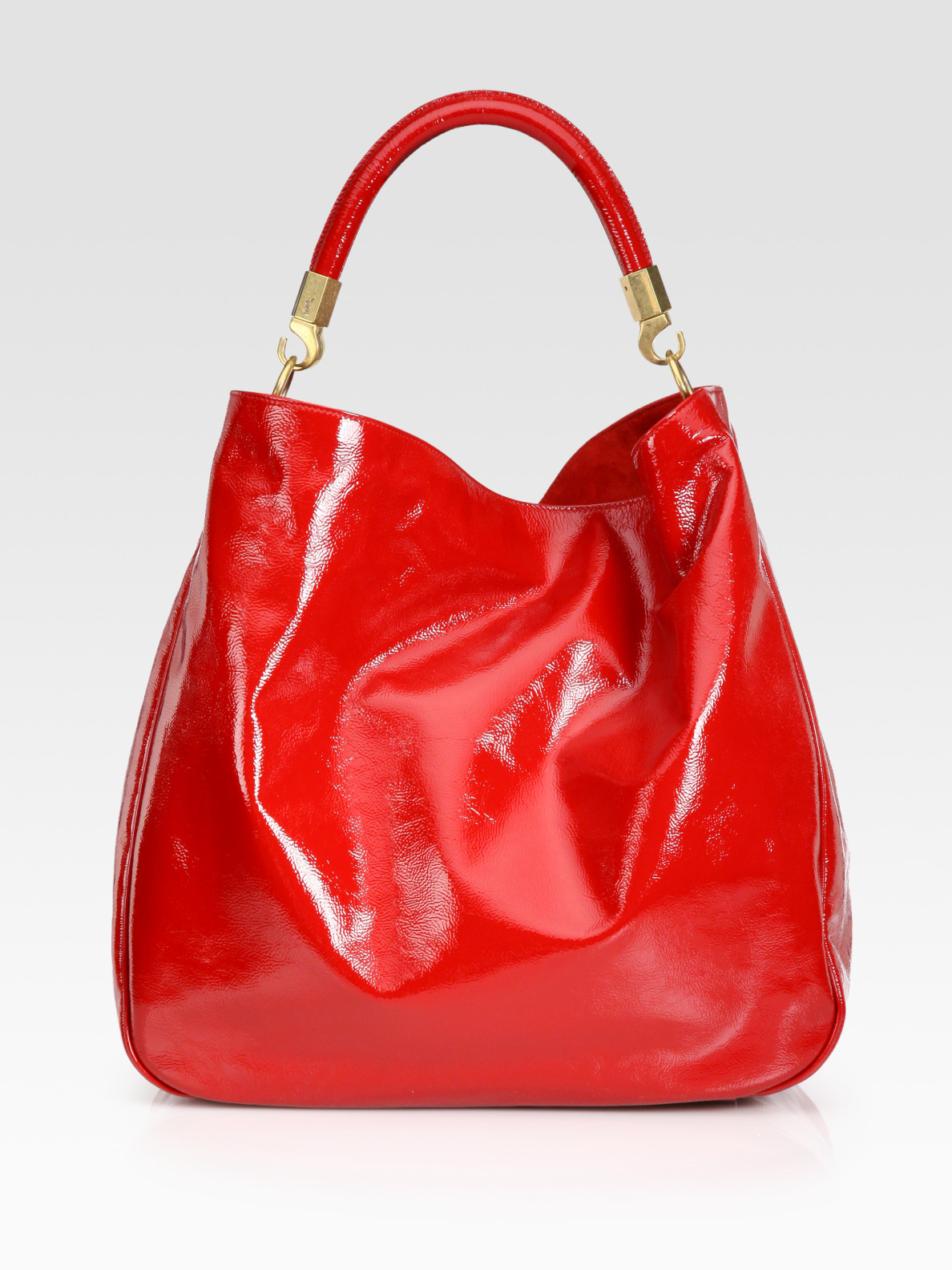 Saint Laurent Ysl Large Patent Leather Roady Hobo in Red (poppy) | Lyst