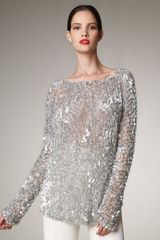 Donna Karan New York Sequined Crochet Sweater