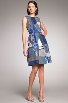 Oscar de la Renta Beaded Patchwork Dress - Lyst
