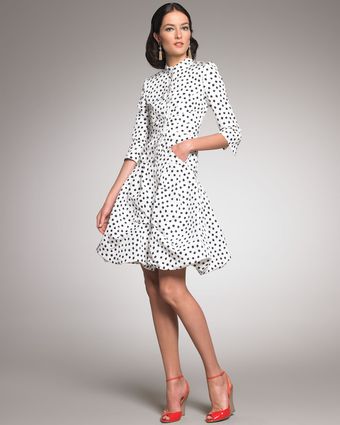 Oscar de la Renta Polka-dot Coat Dress - Lyst