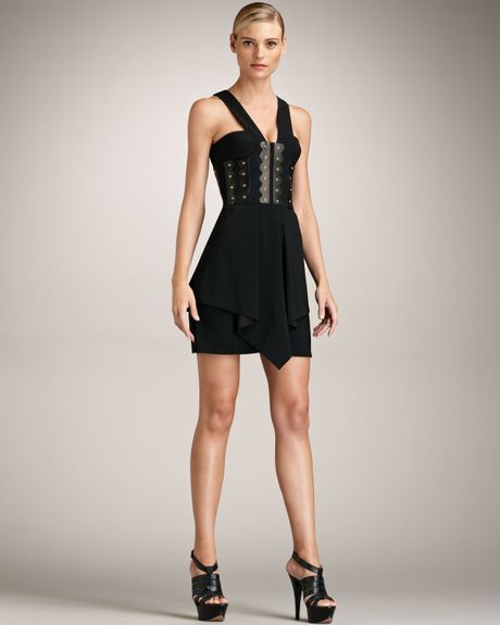 Versace Scarfhem Bustier Dress in Black - Lyst