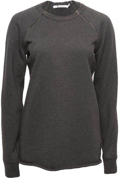 T By Alexander Wang Zip Detail Shirt in Gray (charcoal) - Lyst