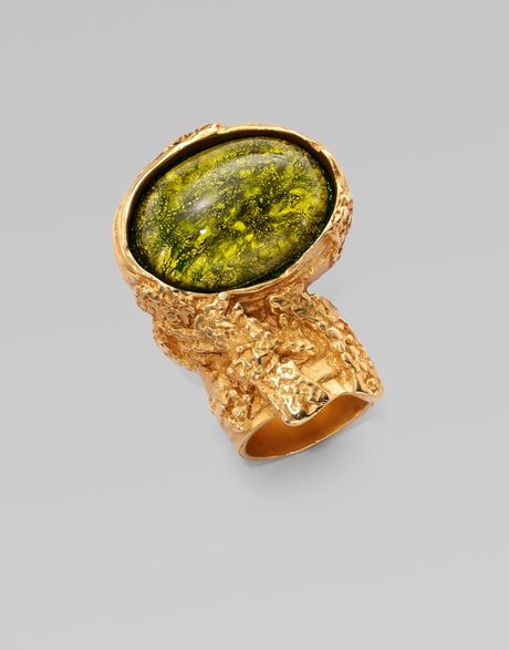 Yves Saint Laurent Arty Ovale Ring in Green - Lyst