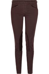 J Brand Jodhpur Velvet-trimmed Low-rise Skinny Jeans