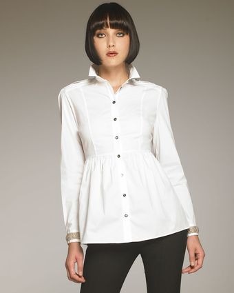  Bead-cuff Peplum Blouse 