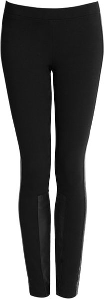 Dkny Pull On Leggings with Leather Panels in Black - Lyst