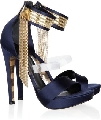 Georgina Goodman Layla Chain-embellished Satin Sandals - Lyst