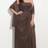 Js Collections Strapless Chiffon Gown (plus) in Brown - Lyst
