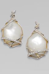 Kara Ross Mother-of-pearl White Sapphire Drop Earrings