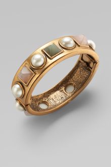 Oscar de la Renta Resin Accented Semi-precious Multi-stone Bangle Bracelet - Lyst