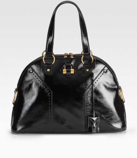 Yves Saint Laurent Patent Leather Muse Bag in Black - Lyst