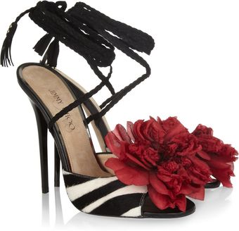  Faye Zebra-print Calf Hair Sandals 