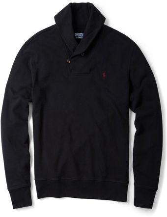 Polo Ralph Lauren Black Shawl Collar Sweat Top - Lyst