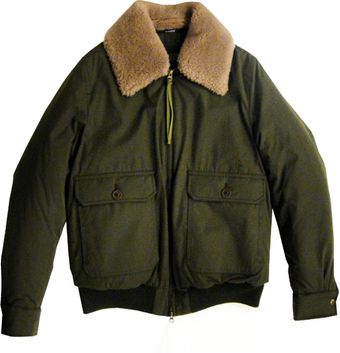  Bomber Jacket with Fur Collar in Dark Green 