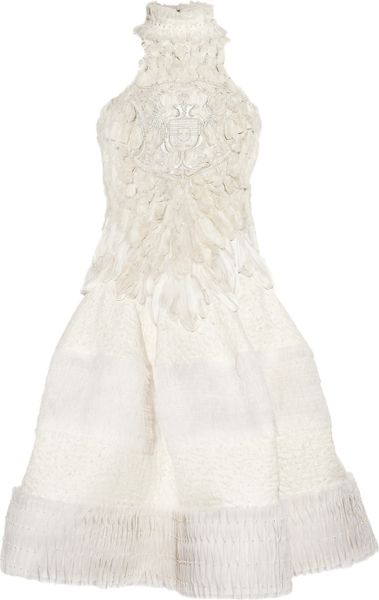 Alexander Mcqueen Handembroidered Silkchiffon Dress in White - Lyst