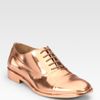 Maison Martin Margiela Laceup Metallic Leather Oxfords in Gold (copper) - Lyst