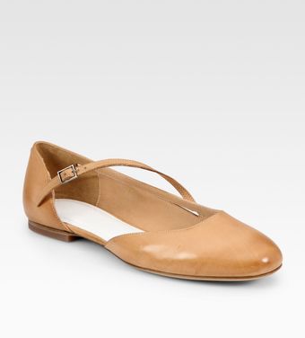  Leather Asymmetrical-buckle Ballet Flats 