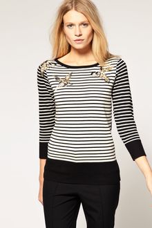 Oasis Striped Jumper With Embellished Birds - Lyst