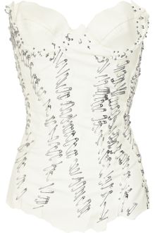 Balmain Embellished Leather Bustier - Lyst