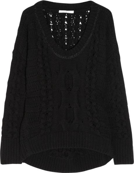 Duffy Cableknit Wool and Cashmereblend Sweater in Black - Lyst