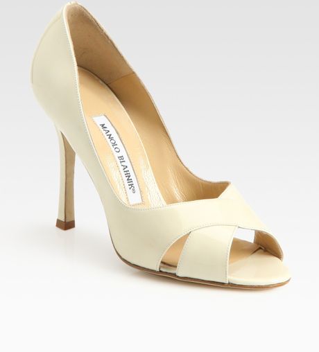 cream patent leather heels