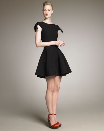 Yves Saint Laurent Textured Fit-and-flare Dress - Lyst