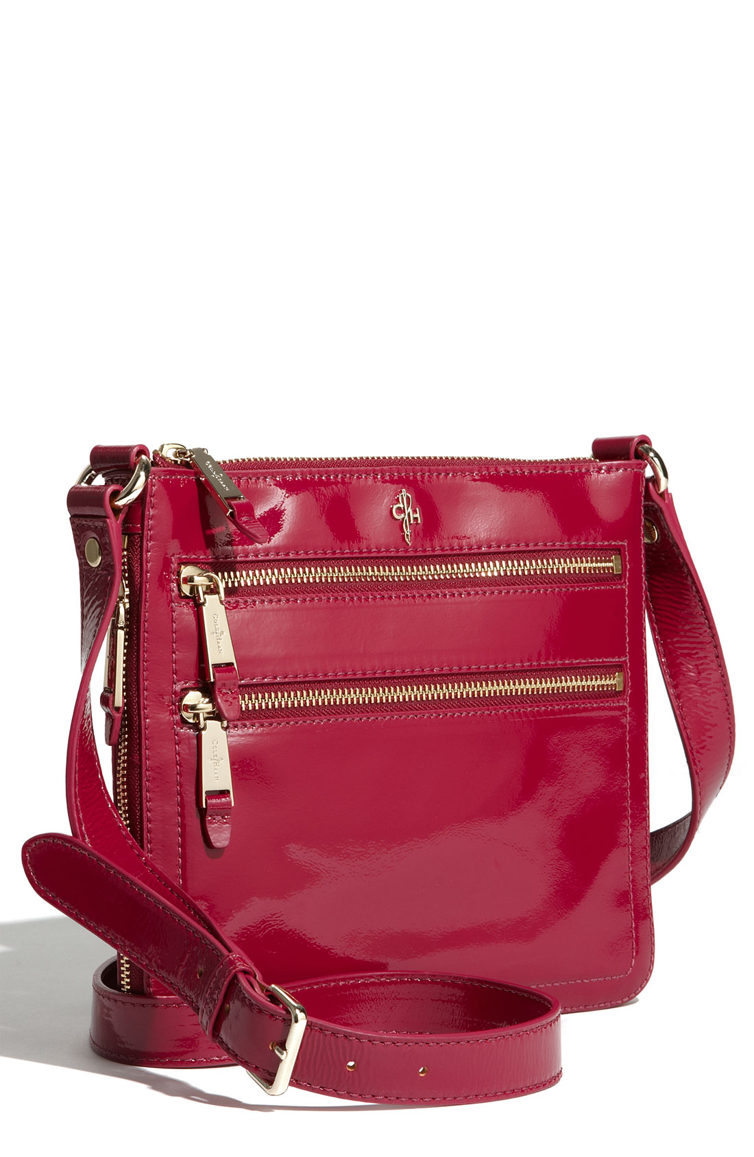 Cole Haan Jitney Sheila Patent Leather Crossbody Bag in Red (beaujols p