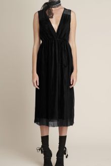 Adam Lippes Pleated Deep V Chiffon Dress - Lyst