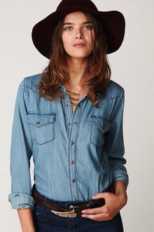 Free People Boy Blue Denim Shirt - Lyst