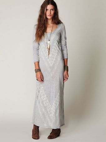  We The Free Long Sleeve Graphic Maxi Dress 