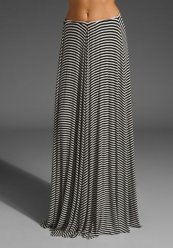  Seam Maxi Rib Skirt in Black/white Stripe 