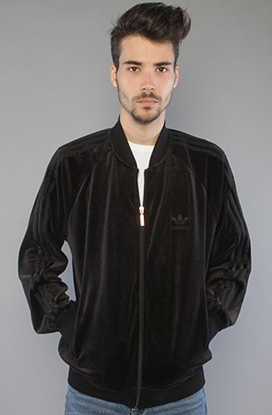 Adidas The Superstar Velour Track Top Jacket in Black in Black for Men | Lyst