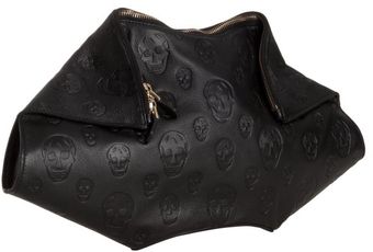 Alexander McQueen Black Leather Skull De-manta Clutch - Lyst