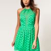 Asos Collection Asos Skater Dress in Spot Lace in Green (neongreen) - Lyst