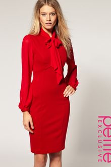 ASOS Collection Asos Petite Exclusive 40s Tailored Dress with Chiffon Sleeve and Pussybow - Lyst