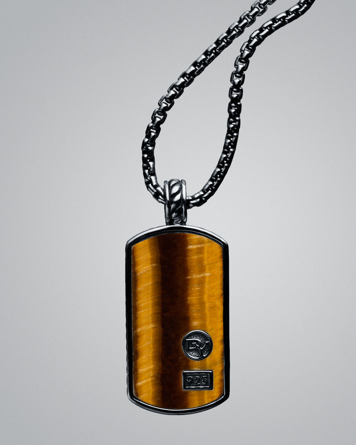 David Yurman Tigers Eye Exotic Stone Tag Necklace in Silver for Men Lyst