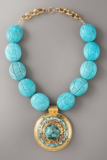 Devon Leigh Etched Turquoise Pendant Necklace - Lyst