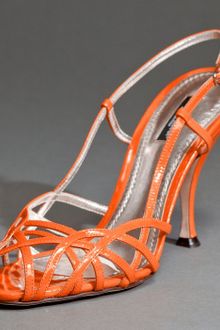 Dolce & Gabbana Orange Patent Leather Strappy Slingback Sandals - Lyst