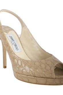 Jimmy Choo Nude Croc Embossed Leather Nova Peep Toe Slingbacks - Lyst