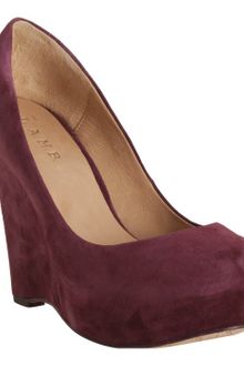 L.a.m.b. Burgundy Suede Plum Platform Wedges - Lyst