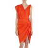 Lanvin Ruched Wrap Dress in Orange - Lyst