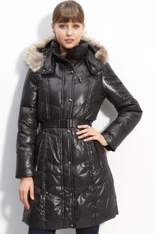 Marc New York Quilted Coat with Coyote Fur Trim - Lyst